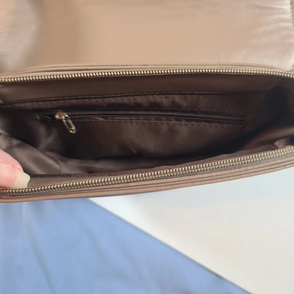 Kinganrun Elegant Taupe Crossbody Shoulder Bag NWOT 2 Straps 8.3x5.1x3.1 Inches - Picture 6 of 7